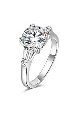 gorgeous baguette round cubic zirconia sterling silver baby ring